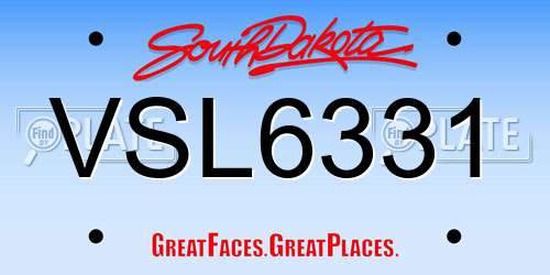 VSL6331 South Dakota License Plate