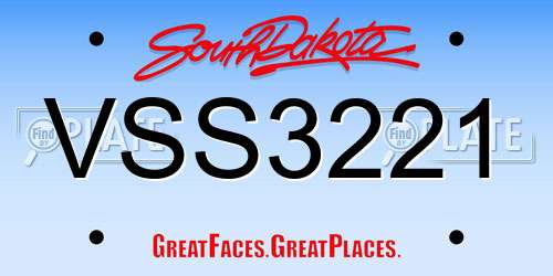 VSS3221 South Dakota License Plate
