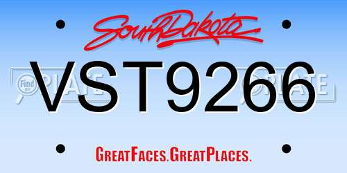 VST9266 South Dakota License Plate