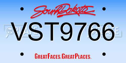 VST9766 South Dakota License Plate