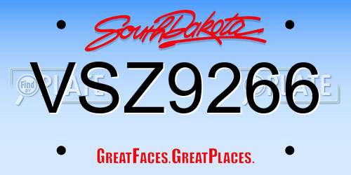 VSZ9266 South Dakota License Plate