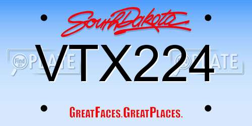 VTX224 South Dakota License Plate