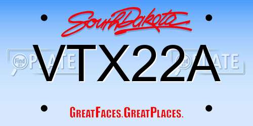 VTX22A South Dakota License Plate