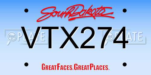 VTX274 South Dakota License Plate