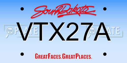 VTX27A South Dakota License Plate