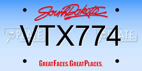 VTX774 South Dakota License Plate