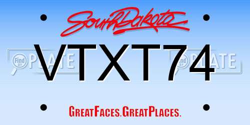 VTXT74 South Dakota License Plate