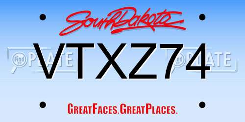 VTXZ74 South Dakota License Plate