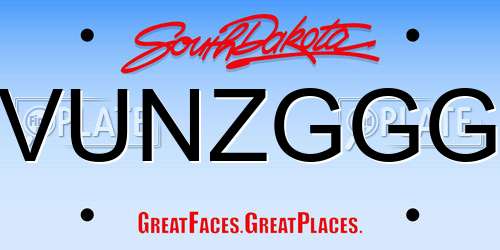 VUNZGGG South Dakota License Plate