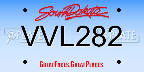 VVL282 South Dakota License Plate