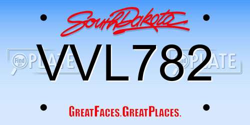 VVL782 South Dakota License Plate