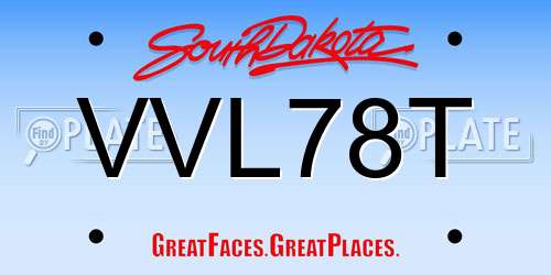 VVL78T South Dakota License Plate