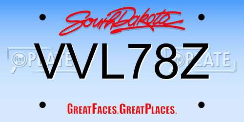 VVL78Z South Dakota License Plate