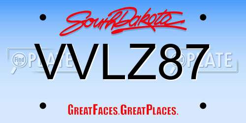 VVLZ87 South Dakota License Plate