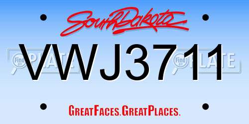 VWJ3711 South Dakota License Plate