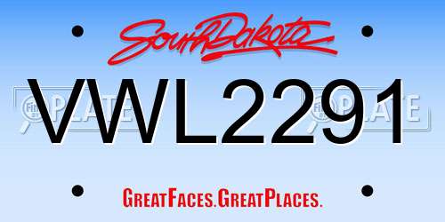 VWL2291 South Dakota License Plate