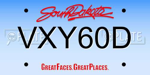 VXY60D South Dakota License Plate