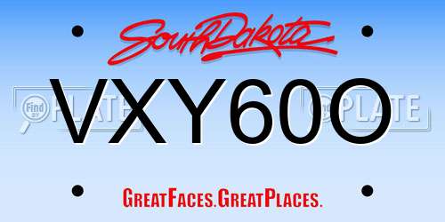 VXY60O South Dakota License Plate