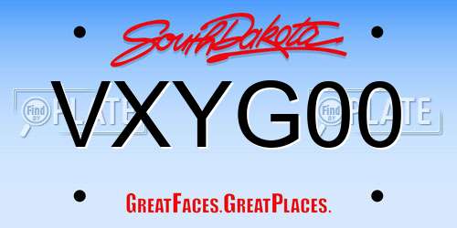 VXYG00 South Dakota License Plate