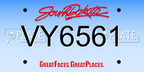 VY6561 South Dakota License Plate