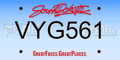 VYG561 South Dakota License Plate