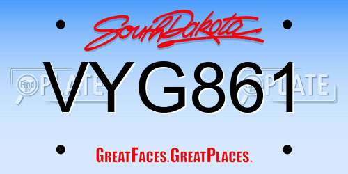 VYG861 South Dakota License Plate