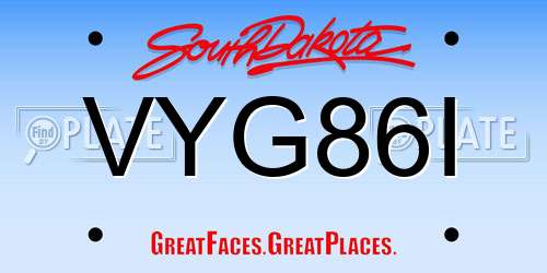 VYG86I South Dakota License Plate