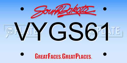 VYGS61 South Dakota License Plate