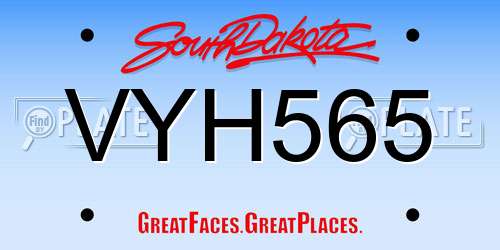 VYH565 South Dakota License Plate