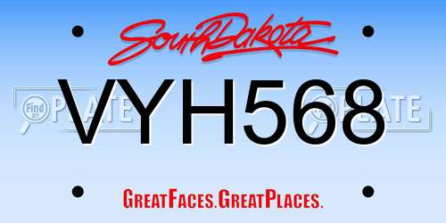 VYH568 South Dakota License Plate
