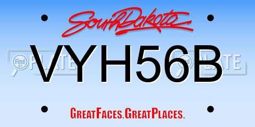 VYH56B South Dakota License Plate