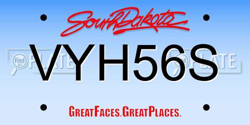 VYH56S South Dakota License Plate