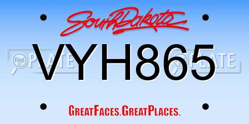 VYH865 South Dakota License Plate