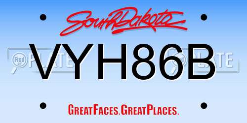 VYH86B South Dakota License Plate