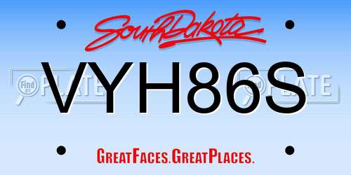 VYH86S South Dakota License Plate