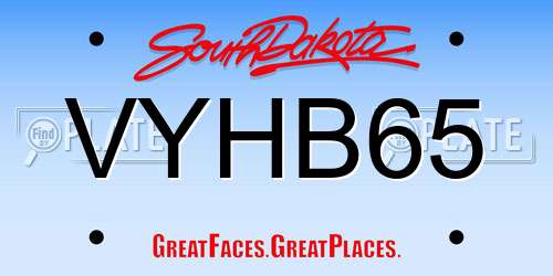 VYHB65 South Dakota License Plate