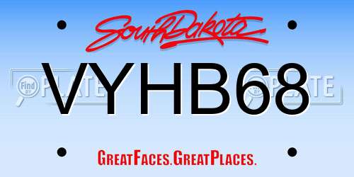 VYHB68 South Dakota License Plate