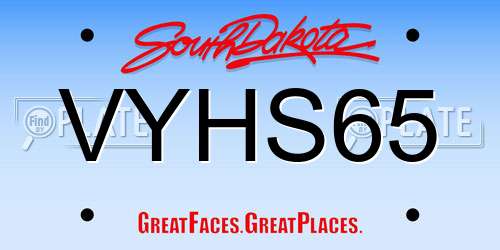 VYHS65 South Dakota License Plate