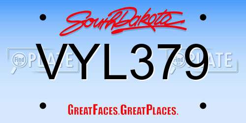 VYL379 South Dakota License Plate