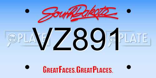 VZ891 South Dakota License Plate