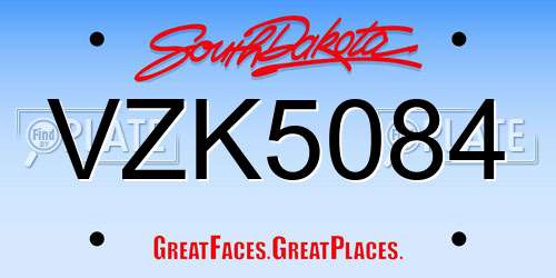 VZK5084 South Dakota License Plate