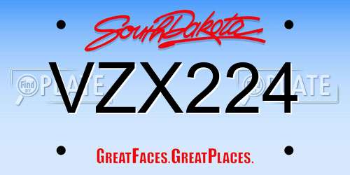 VZX224 South Dakota License Plate