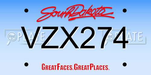 VZX274 South Dakota License Plate