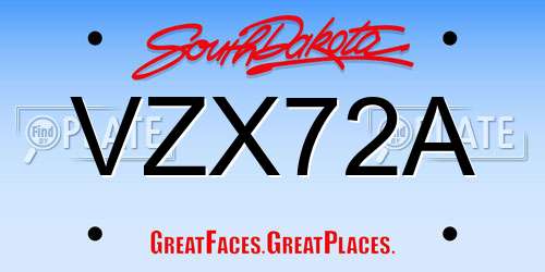 VZX72A South Dakota License Plate