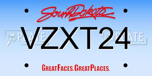 VZXT24 South Dakota License Plate