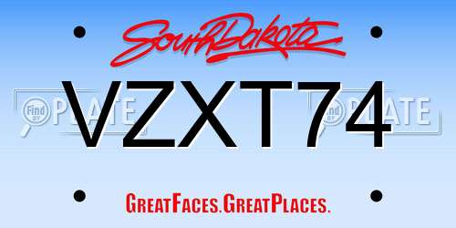 VZXT74 South Dakota License Plate
