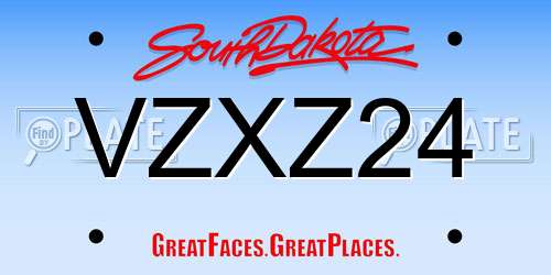 VZXZ24 South Dakota License Plate