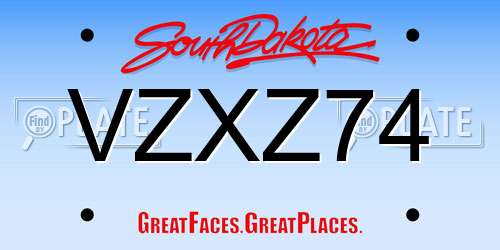 VZXZ74 South Dakota License Plate