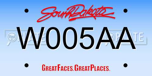 W005AA South Dakota License Plate