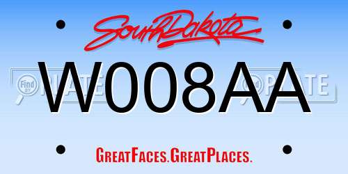 W008AA South Dakota License Plate